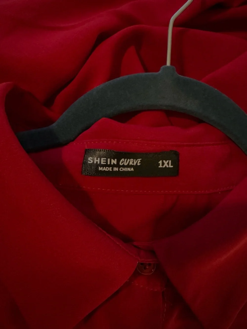 Classic Collared Drawstring Tunic Top - Red - Picture 5 of 7